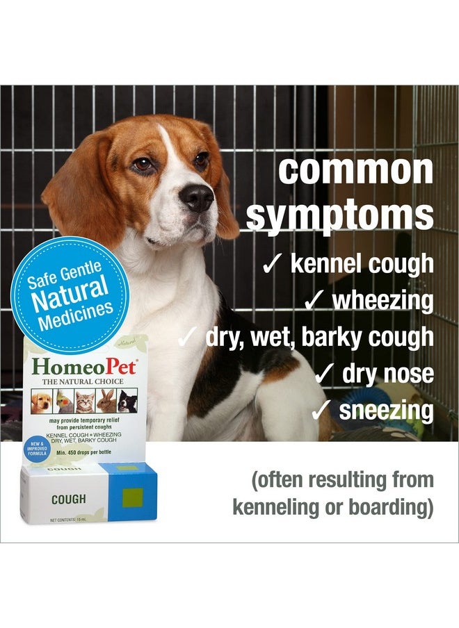 HomeoPet - Cough, Gentle Natural Cough Medicine For Dogs, Cats, And Small Pets, Cat And Dog Cough Medicine, 15 Milliliters - Image 1