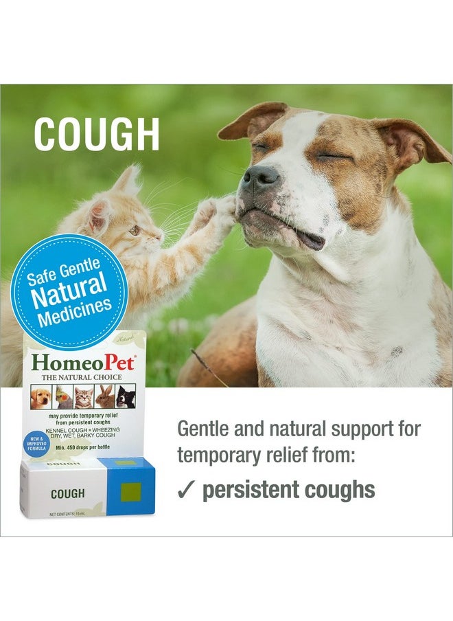 HomeoPet - Cough, Gentle Natural Cough Medicine For Dogs, Cats, And Small Pets, Cat And Dog Cough Medicine, 15 Milliliters - Image 1