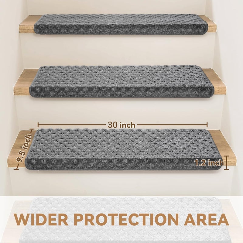 Non-slip edging stair step mat reusable gray 9.5 x 30 inches 2PCS - Image 2