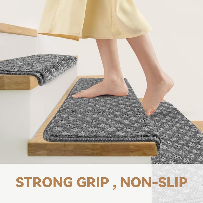 Non-slip edging stair step mat reusable gray 9.5 x 30 inches 2PCS - Image 3