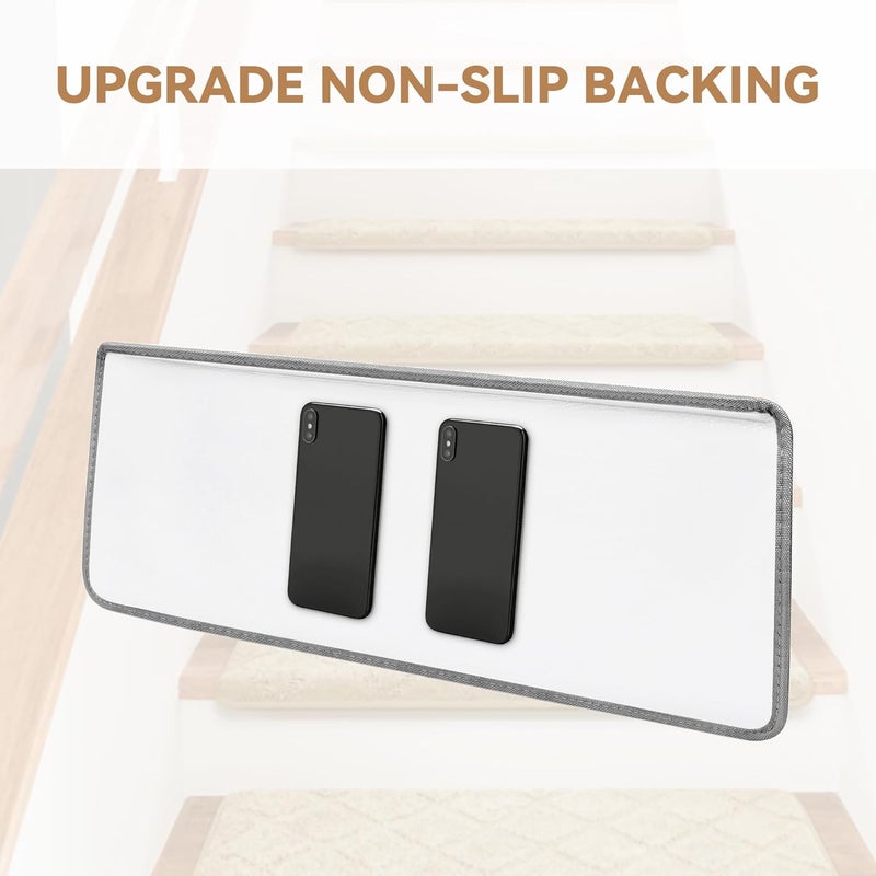 Non-slip edging stair step mat reusable gray 9.5 x 30 inches 2PCS - Image 5