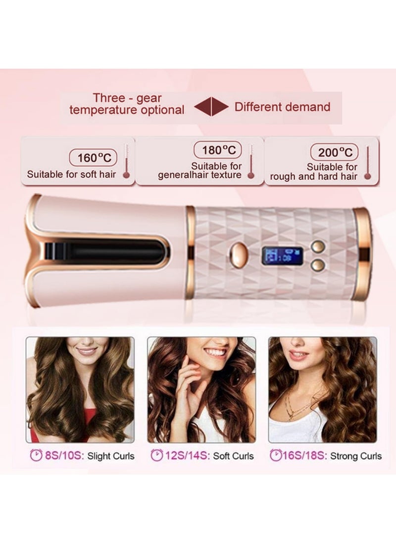 Benice Hair Curler,Curler,Rotating Curling Wand Curling Tongs, Cordless Auto Curler,Long Lasting with Ceramic Professional Hair Crimper LCD Display 6 Kinds of Temp. Control  Timer Settings Curler - Image 2