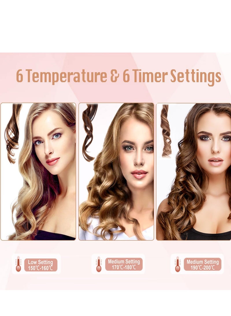 Benice Hair Curler,Curler,Rotating Curling Wand Curling Tongs, Cordless Auto Curler,Long Lasting with Ceramic Professional Hair Crimper LCD Display 6 Kinds of Temp. Control  Timer Settings Curler - Image 4