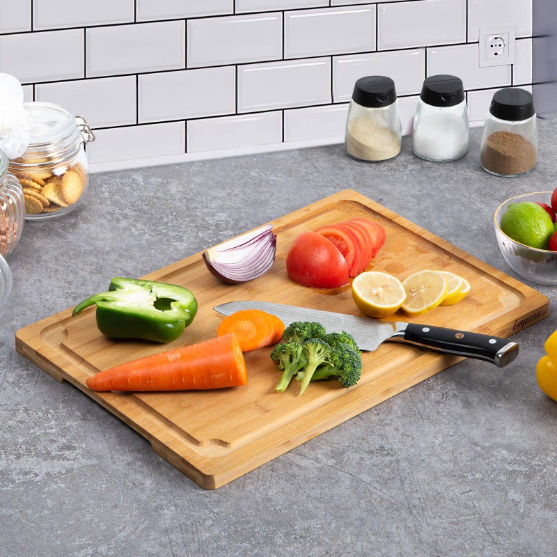 Empune 2XLarge Cutting Board, 20" Bamboo Cutting Boards for Kitchen with Juice Groove and Handles Kitchen Chopping Board for Meat Cheese board Heavy Duty Serving Tray, 2XL, Empune - Image 4
