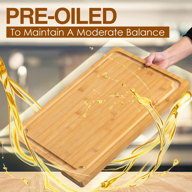 Empune 2XLarge Cutting Board, 20" Bamboo Cutting Boards for Kitchen with Juice Groove and Handles Kitchen Chopping Board for Meat Cheese board Heavy Duty Serving Tray, 2XL, Empune - Image 5