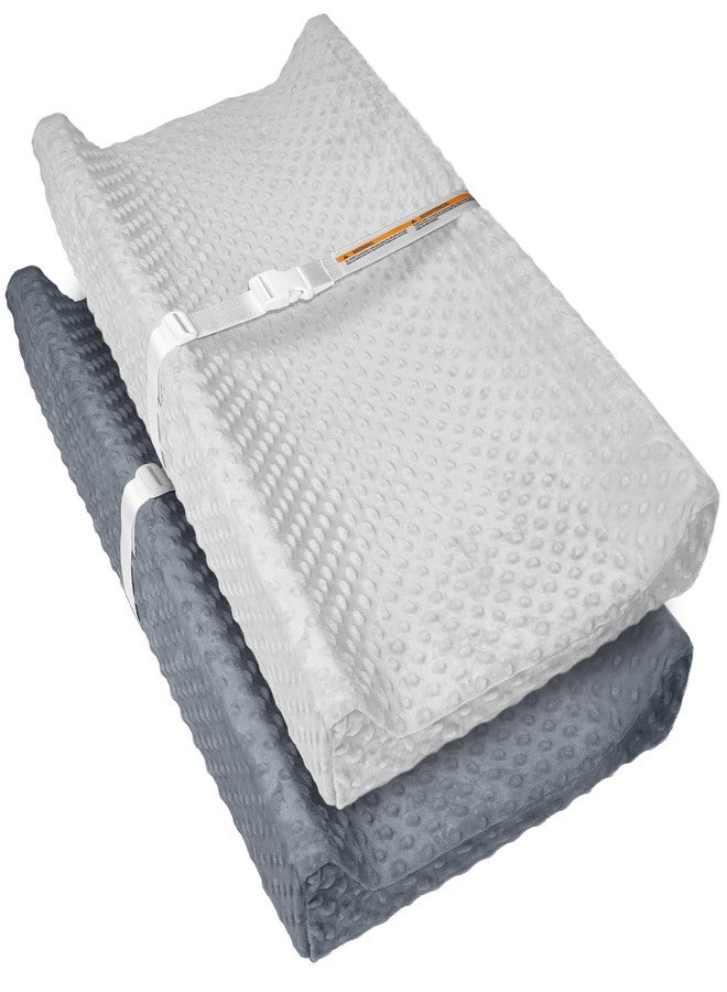 JVEOO 2 Pack Baby Changing Pad Covers, Super Soft Plush Dot Diaper Changing Table Covers Fit 32x16 Inch Changing Table Pad - Image 1