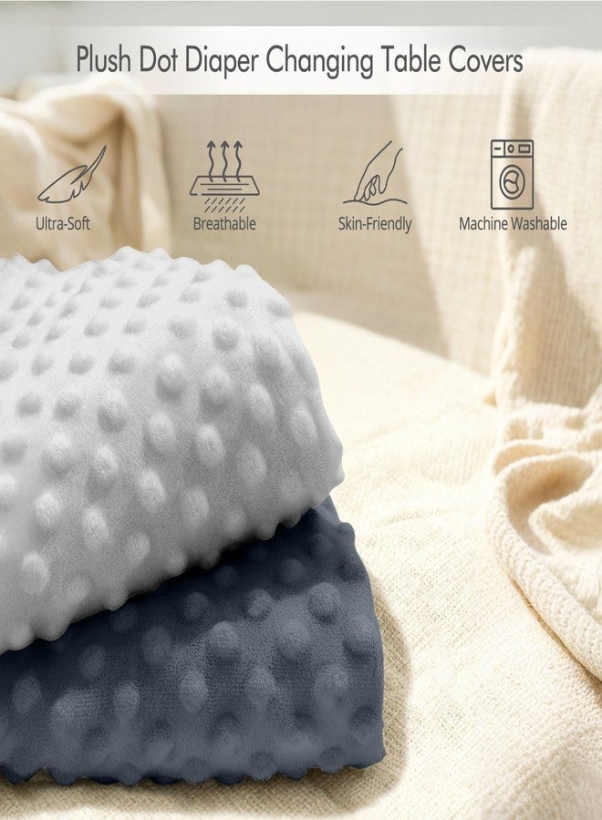 JVEOO 2 Pack Baby Changing Pad Covers, Super Soft Plush Dot Diaper Changing Table Covers Fit 32x16 Inch Changing Table Pad - Image 2