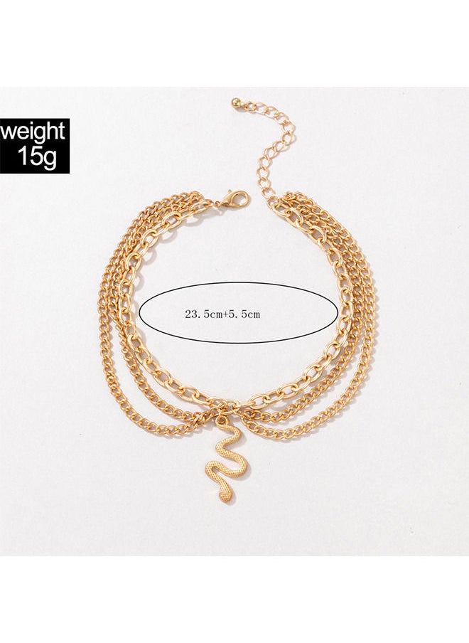 Depend - Snake Anklet Bracelet Extension Chain Dainty Alloy Foot Jewelry for Women Girls Perfect Gift for Birthday Golden - Image 1