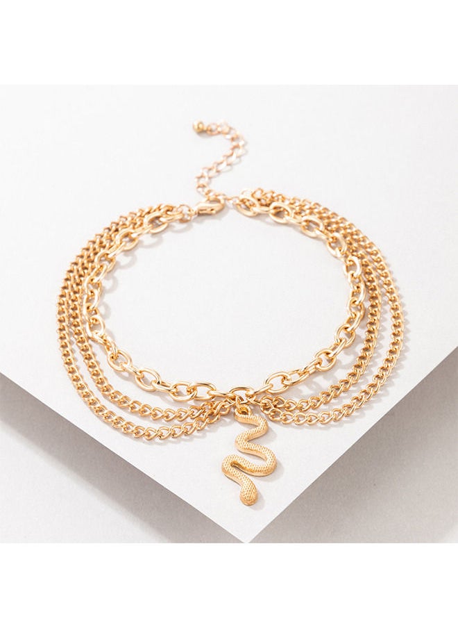 Depend - Snake Anklet Bracelet Extension Chain Dainty Alloy Foot Jewelry for Women Girls Perfect Gift for Birthday Golden - Image 1