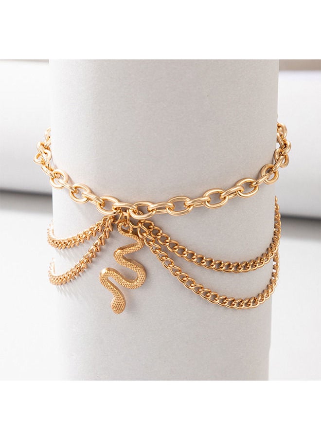 Depend - Snake Anklet Bracelet Extension Chain Dainty Alloy Foot Jewelry for Women Girls Perfect Gift for Birthday Golden - Image 1