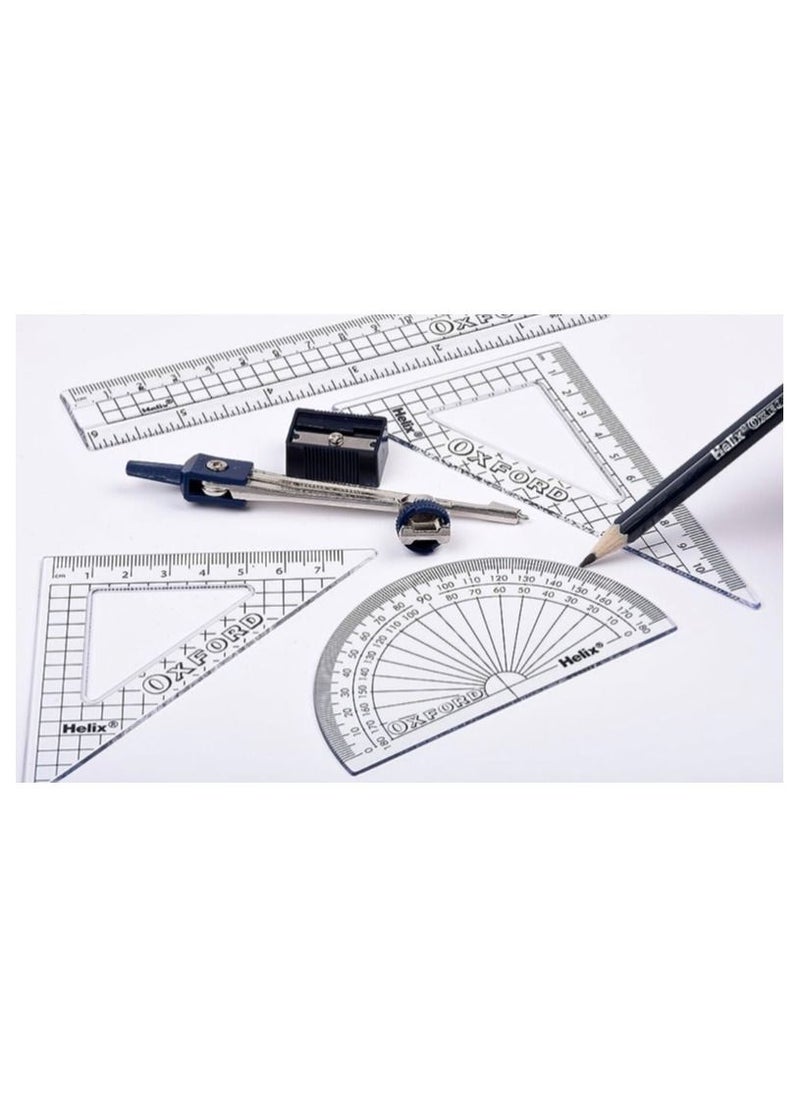 Oxford Maths Set, Mathematical Instrument Box, 9-Piece