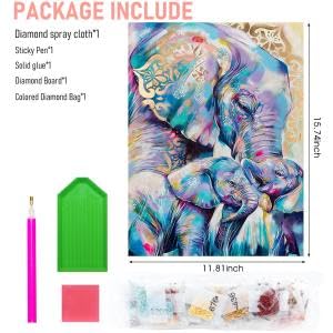 HASTHIP® Elephant Diamond Painting Kit with Round Diamonds,5D Diamond Painting Kit for Adults & Kids,30 X 40cm Full Drill Elephant Gem Art for Home Wall Decor Gifts (12x16inch) - Image 2
