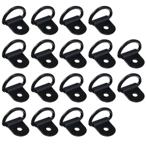 Fanjin Black D Rings Anchor Lashing Ring DRing Tie Downs for Car Truck Trailer Cargo RV Boats Black 18 Pcs - Image 1