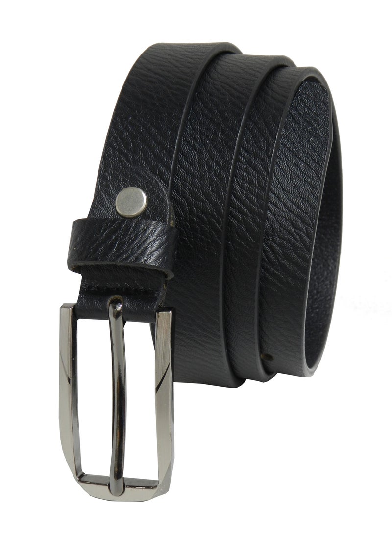 LAVERI LEATHER - GENUINE LEATHER 25 MM UNISEX  FORMAL  BELT  IN BLACK - Image 1