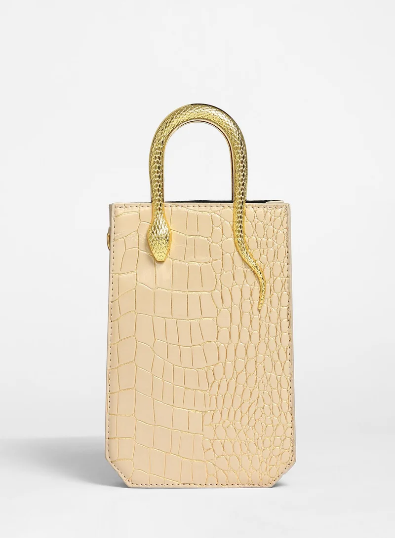 Haute Sauce Beige Serpant Hand Bag for Women | Best Price UAE