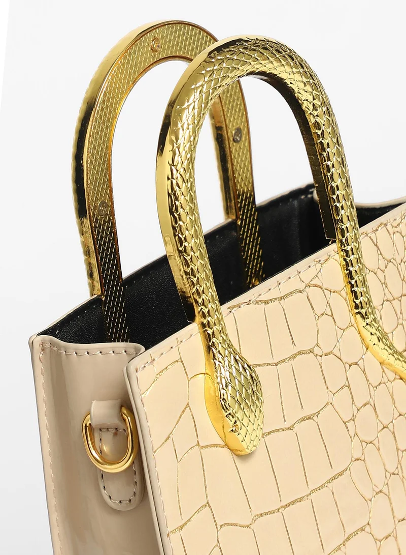 Haute Sauce Beige Serpant Hand Bag for Women | Best Price UAE