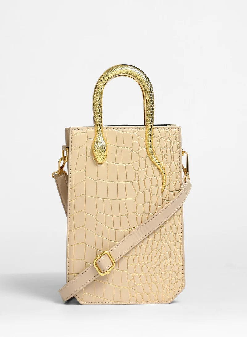 Haute Sauce Beige Serpant Hand Bag for Women | Best Price UAE