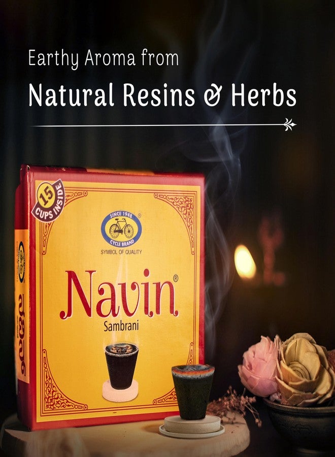 سايكل أكواب بخور سايكل بيور نافين سامبراني للطقوس الدينية (45 قطعة) | أكواب هافان للطقوس الدينية، المنزل والمهرجانات | بخور غوغال/لوبان طبيعي أصلي | مخاريط بخور | عبوة من 3 قطع (15 كوبًا/عبوة + 1 صفيحة موقد/عبوة) - Image 4