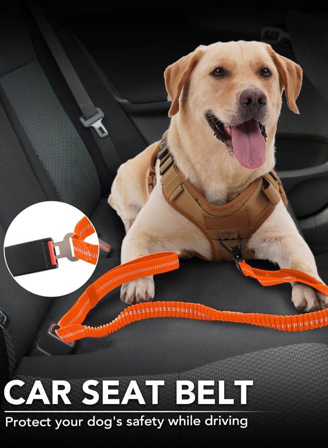 Joytale Tactical Dog Leash Heavy Duty, 4-6FT Shock Absorbing Bungee Lead with 2 Padded Handle, Metal Carabiner Clip, Car Seatbelt, Strong No Pull Leash for Medium Large X-Large Dogs, Orange  - Image 5