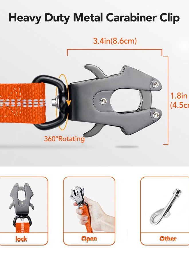 Joytale Tactical Dog Leash Heavy Duty, 4-6FT Shock Absorbing Bungee Lead with 2 Padded Handle, Metal Carabiner Clip, Car Seatbelt, Strong No Pull Leash for Medium Large X-Large Dogs, Orange  - Image 2