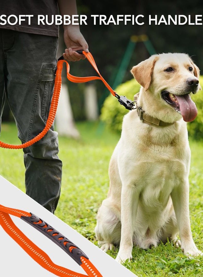 Joytale Tactical Dog Leash Heavy Duty, 4-6FT Shock Absorbing Bungee Lead with 2 Padded Handle, Metal Carabiner Clip, Car Seatbelt, Strong No Pull Leash for Medium Large X-Large Dogs, Orange  - Image 4