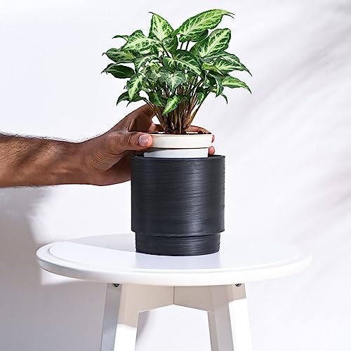 UGAOO Rezer Oslo Plastic Flower Pot (Diameter 4.7 Inches, Black) | Durable Planter for Home, Balcony, Garden & Patio | Indoor & Outdoor Use | Stylish Gamla for Living Room & Decor - Image 3
