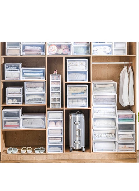 Transparent Storage Box，Clothes Storage Box Foldable Closet Organizers Storage Containers，Transparent Plastic  Storage box，Push-pull storage box  18.5*27.5cm