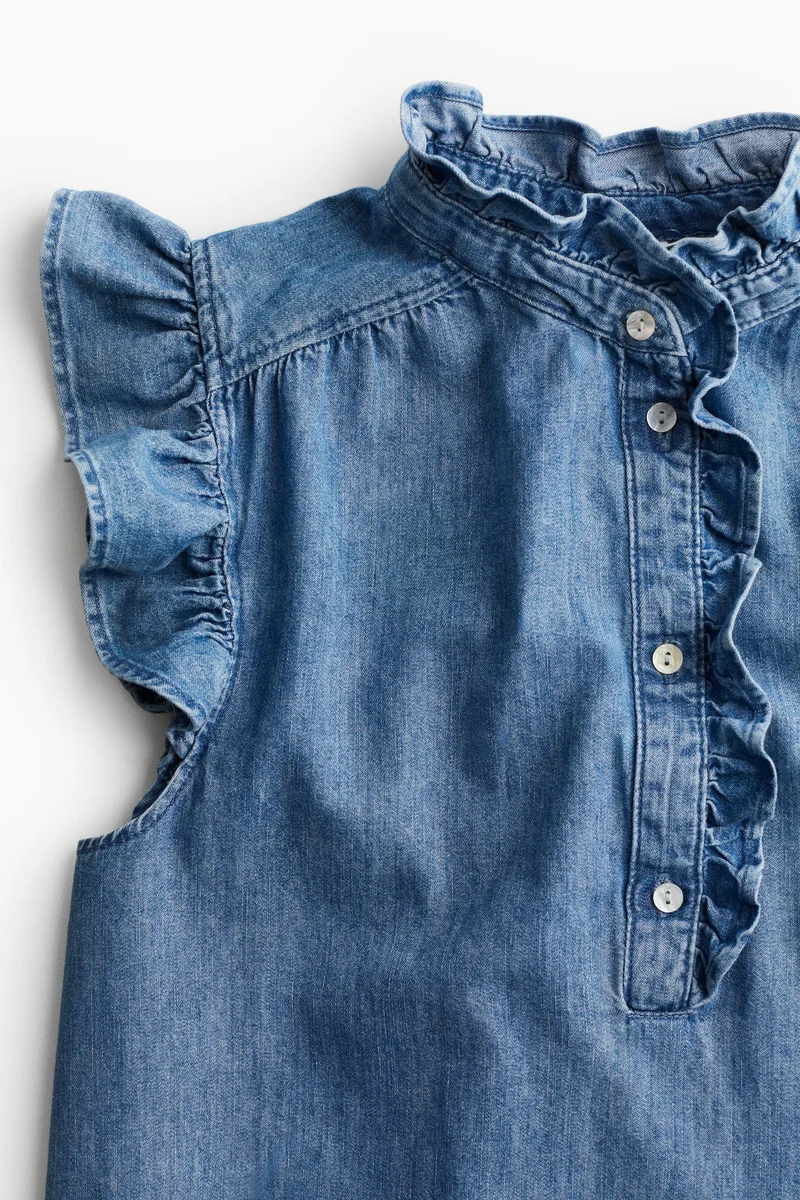 H&M Flutter-Sleeved Denim Blouse