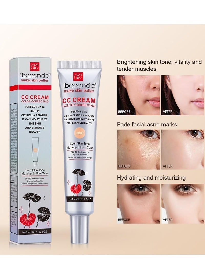 ibcccndc Color Correcting CC Cream,Hydrating CC Cream Foundation with Centella Asiatica Multi-Purpose Pre-makeup Primer Moisturizing Facial Concealer Sunscreen Full-Coverage CC Cream with SPF 25, Dark - Image 2