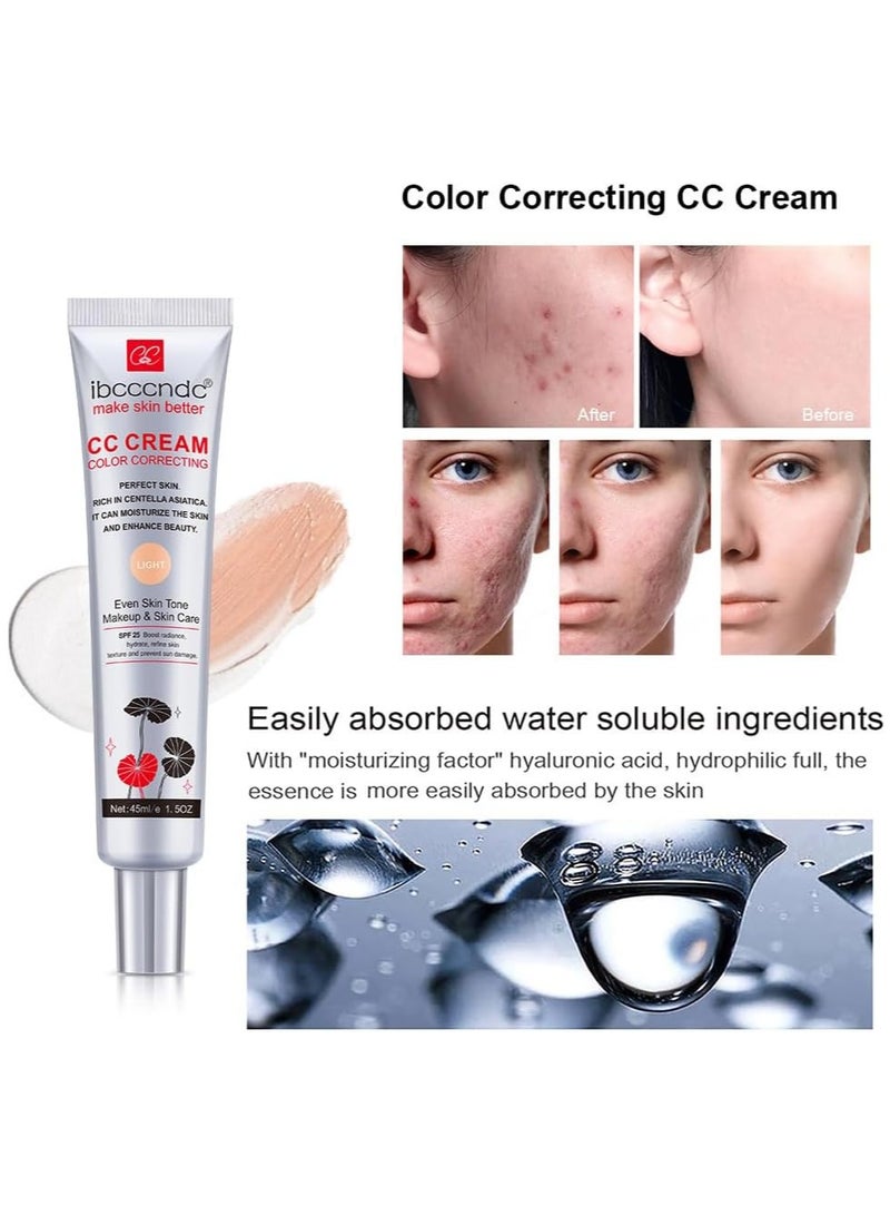 ibcccndc Color Correcting CC Cream,Hydrating CC Cream Foundation with Centella Asiatica Multi-Purpose Pre-makeup Primer Moisturizing Facial Concealer Sunscreen Full-Coverage CC Cream with SPF 25, Dark - Image 4