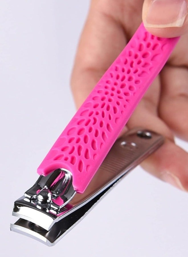 Stainless Steel Nail Clippers with Silicone Handle for Easy Use (Pack of 2) - Pink - Image 4