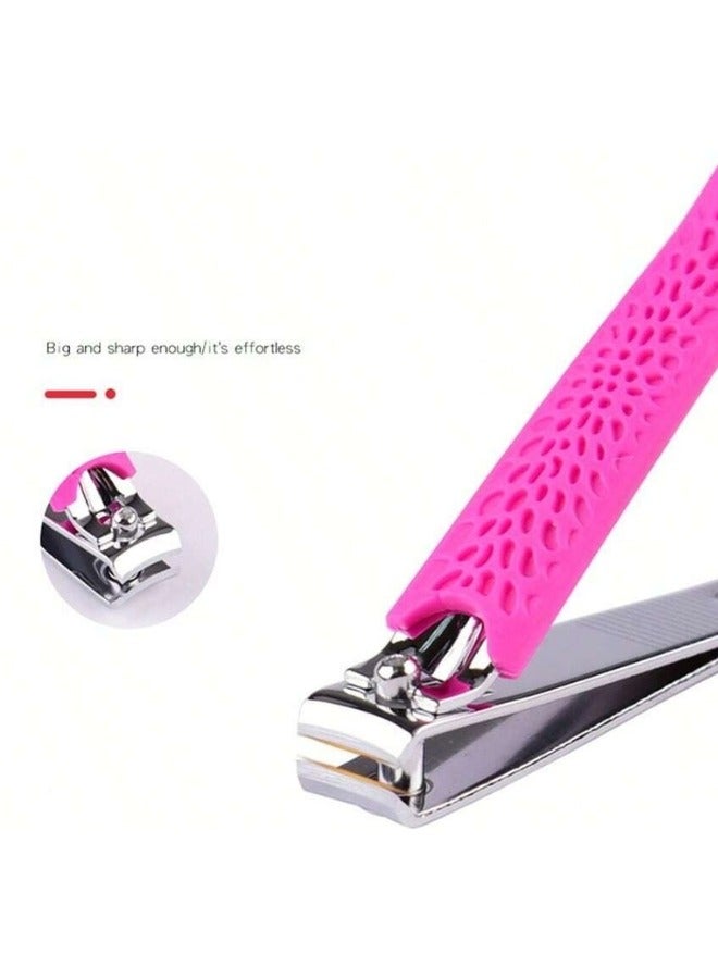 Stainless Steel Nail Clippers with Silicone Handle for Easy Use (Pack of 2) - Pink - Image 5