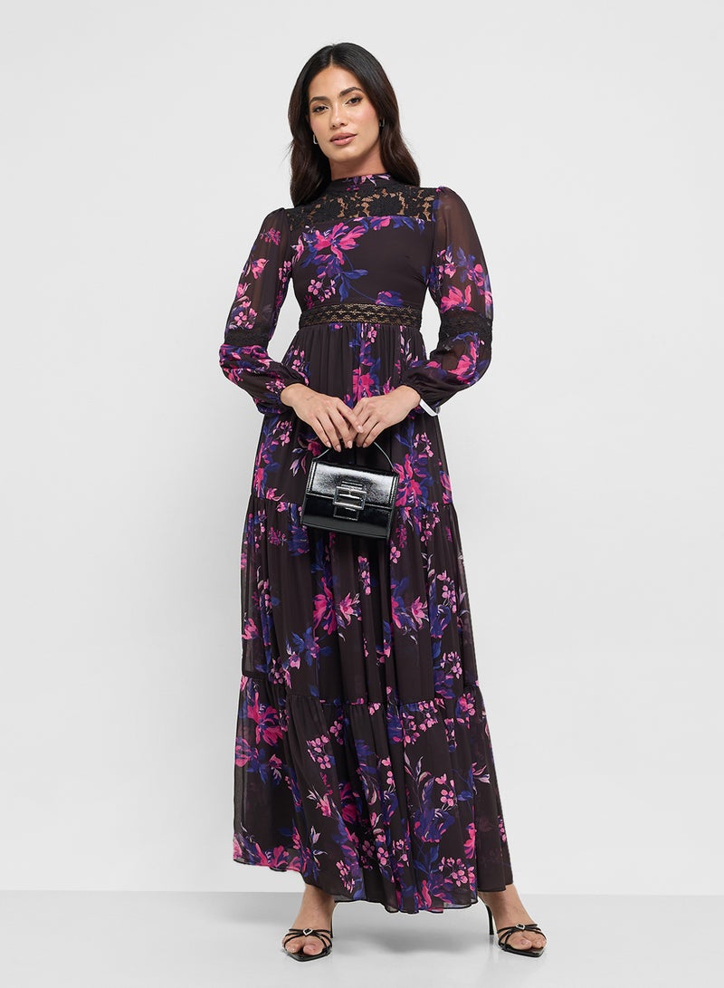 Frock and Frill Printed High Neck Maxi Dress  - Image 1