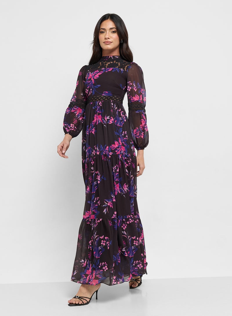Frock and Frill Printed High Neck Maxi Dress  - Image 4