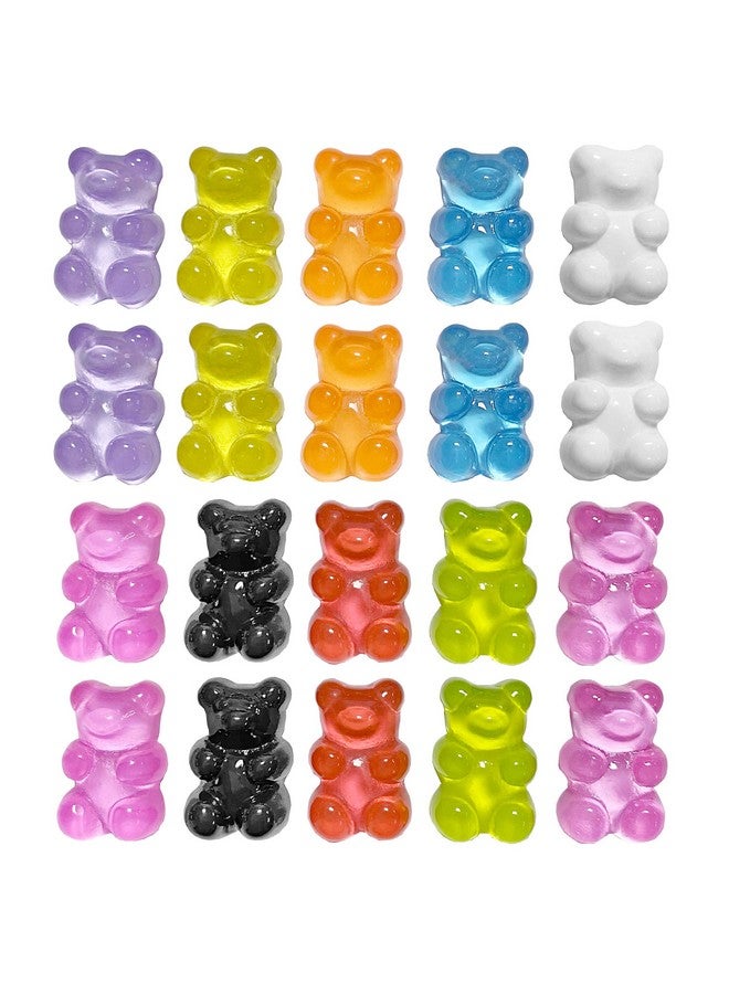 Juland 100 Pieces 10 Colors Resin Candy Gummy Bear Flatbacks Cabochons Deco Bears Colorful Charms Beads for DIY Necklace Pendants Keychain Brooch Earring Mobile Phone Case Accessories - Image 1