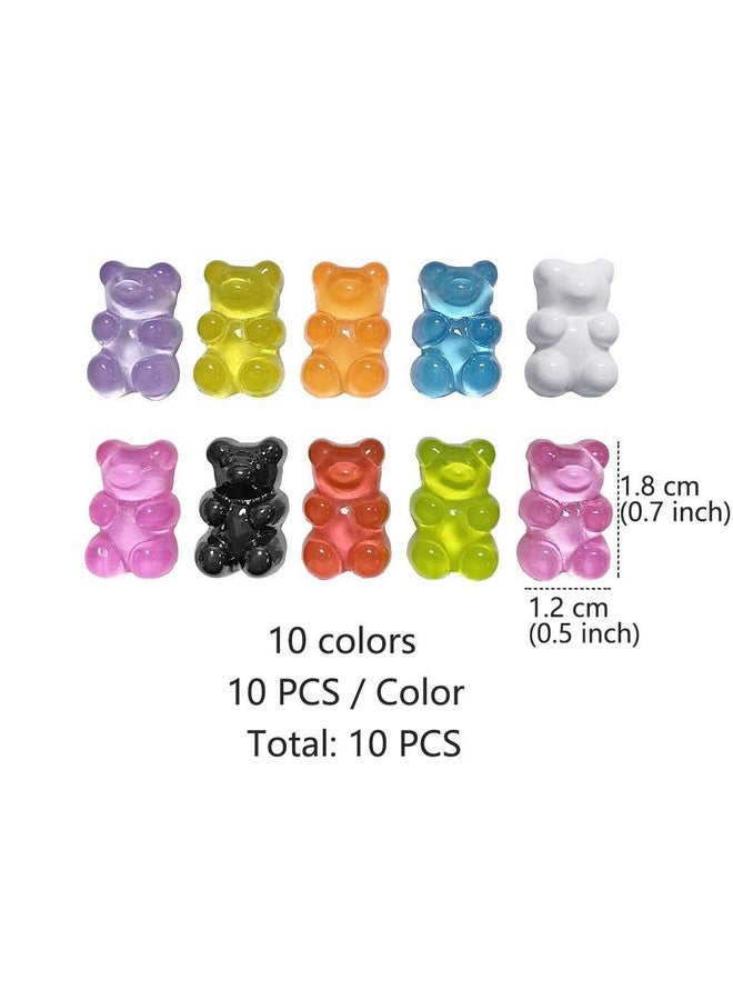 Juland 100 Pieces 10 Colors Resin Candy Gummy Bear Flatbacks Cabochons Deco Bears Colorful Charms Beads for DIY Necklace Pendants Keychain Brooch Earring Mobile Phone Case Accessories - Image 3
