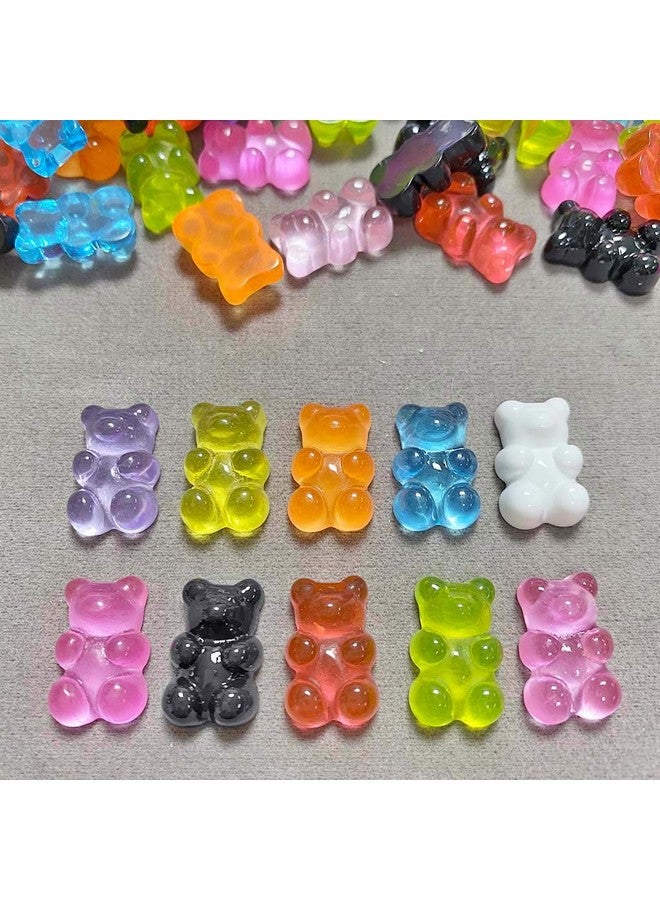Juland 100 Pieces 10 Colors Resin Candy Gummy Bear Flatbacks Cabochons Deco Bears Colorful Charms Beads for DIY Necklace Pendants Keychain Brooch Earring Mobile Phone Case Accessories - Image 2