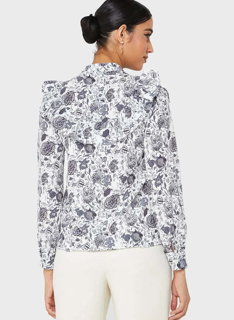 Refka by modanisa Printed Puff Sleeve Top