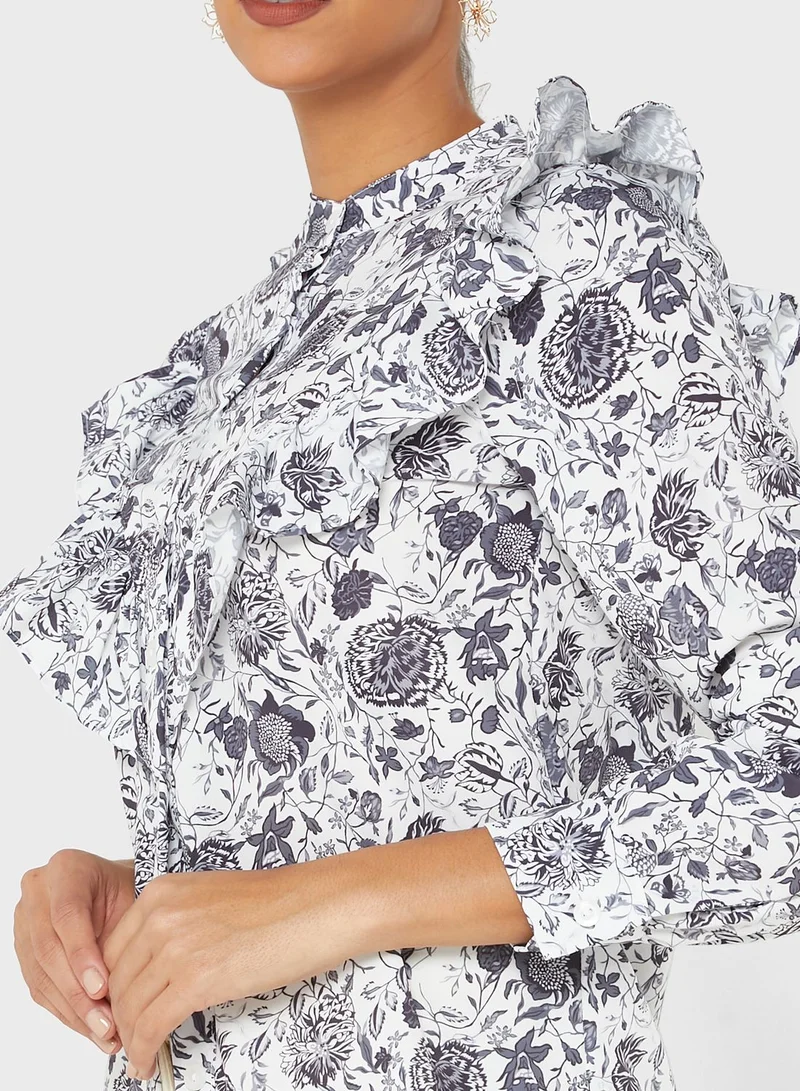 Refka by modanisa Printed Puff Sleeve Top