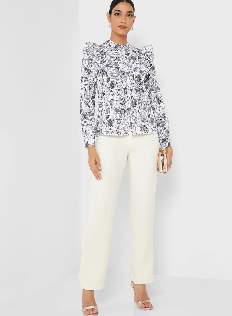 Refka by modanisa Printed Puff Sleeve Top