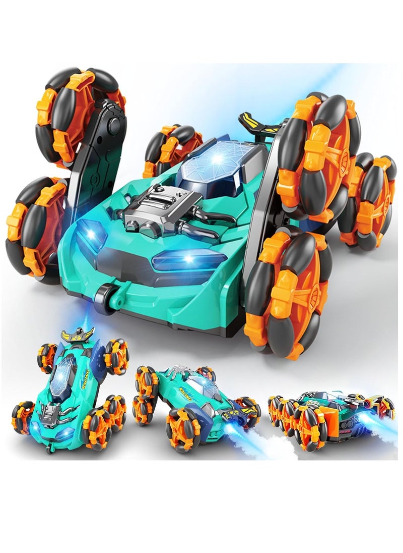 lakia Remote Control Car, Six-Wheel RC Car 6WD Drift Stunt Off Road Truck Race Toy with Smoke Fuction Light Rotating Vehicle Gift Present for Boys Kids Children Age 6 7 8 9 10  - Image 1