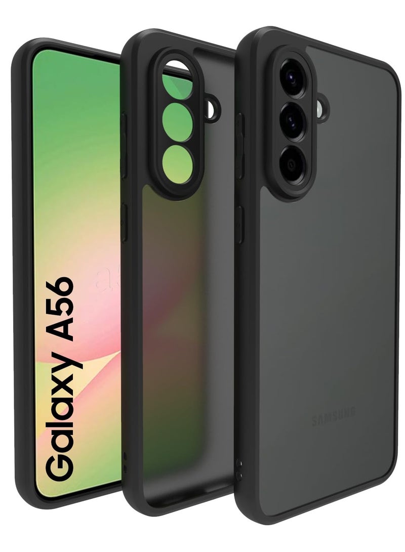 Case Cover Shockproof Hard PC Back Soft TPU Frame Matte Black Slim Protective Cover Compatible with  Samsung Galaxy A56 ( Black) - Image 1