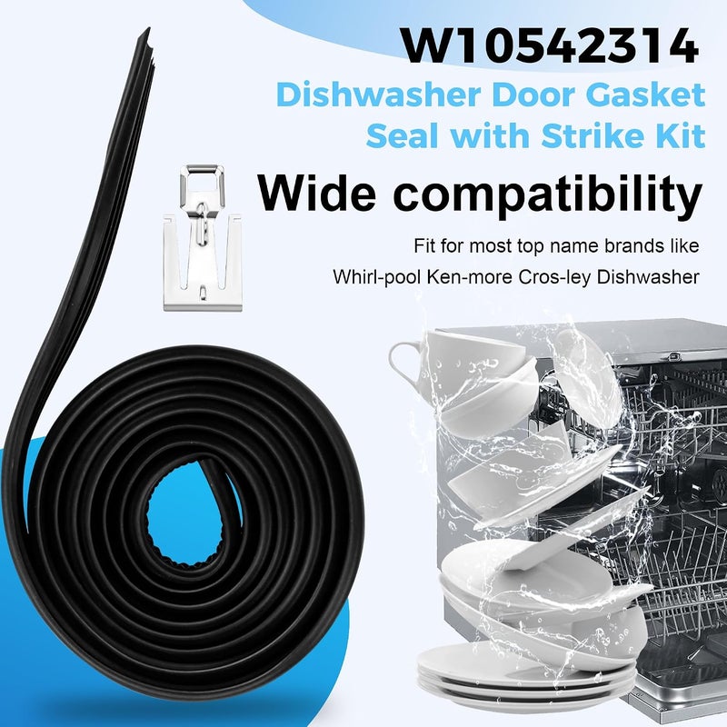 Romalon W10542314 Dishwasher Door Gasket Seal Fit for Whirl-pool Ken-more Replaces 2409202 8268888 W10300589 W10284090 W10350162 - Image 5