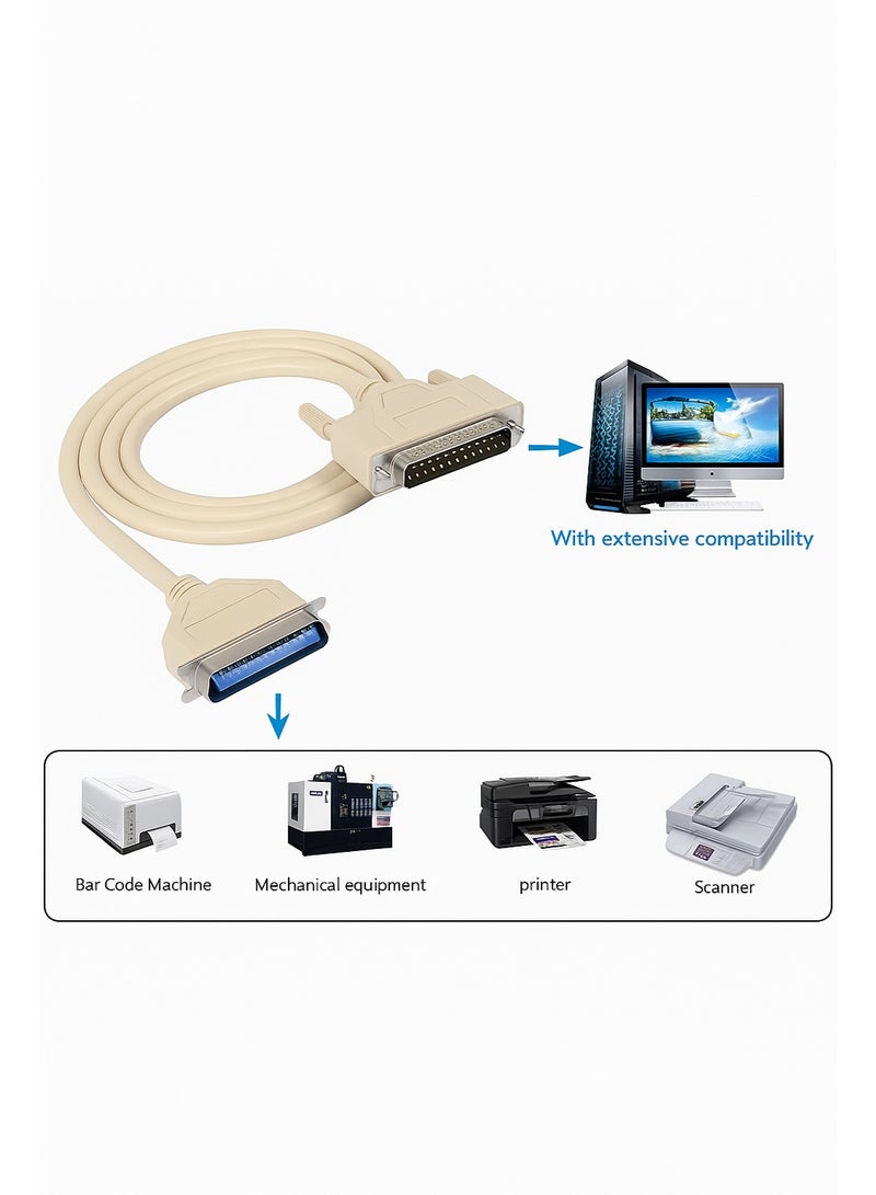 DB25 to Centronics 36-Pin Parallel Printer Cable – High-Quality IEEE1284 Cable – 3 Meter - Image 3