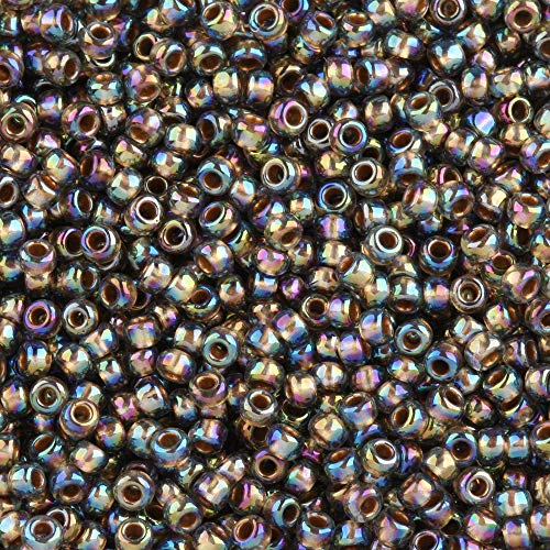 Toho Round Seed Beads 11/0#999 'Gold Lined Rainbow Black Diamond' 8 Gram Tube - Image 3