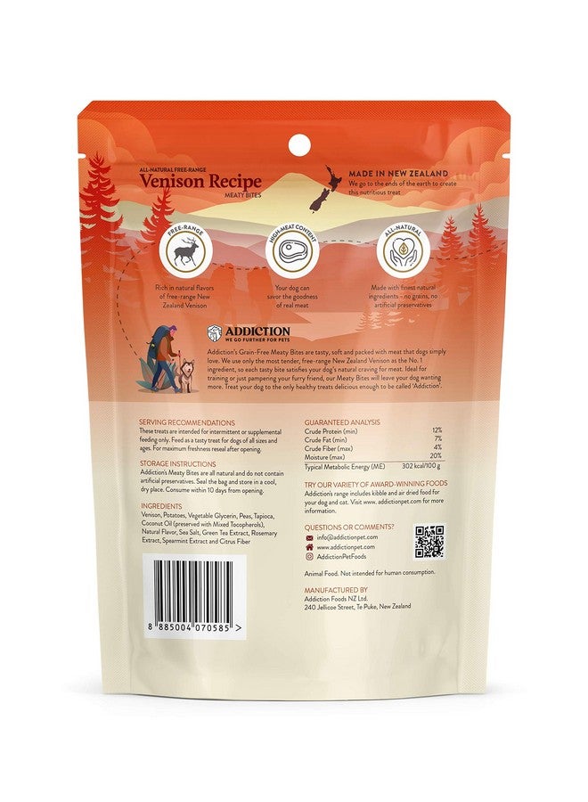 ADDICTION Venison Recipe Meaty Bites, All Natural Free Range Grain Free High Meat Dog Treats, 4 Oz. - Image 2