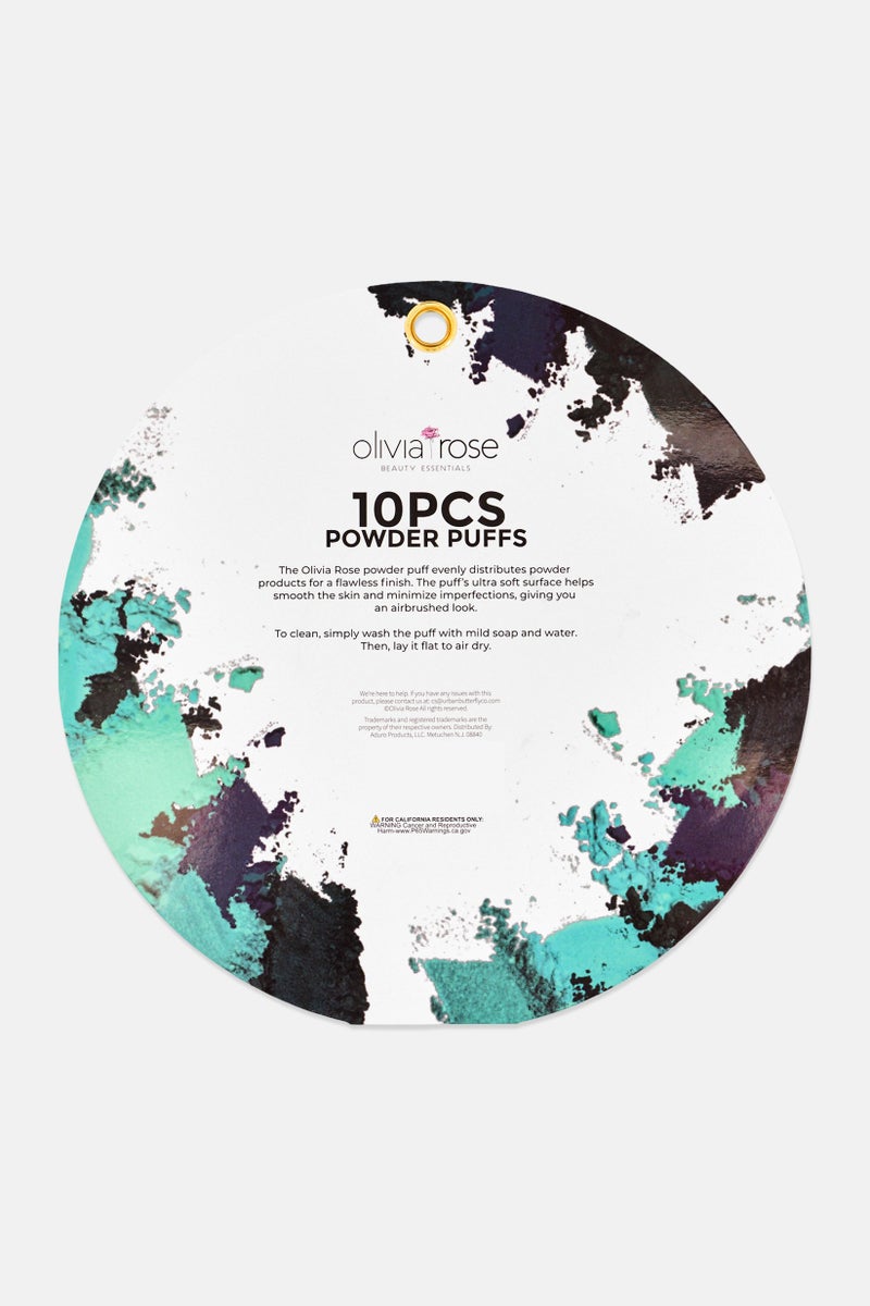 Olivia Rose 10 Pieces Round Powder Puffs Set, Multicolor - Image 3