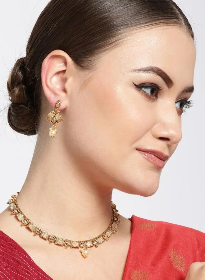 Priyaasi Plated Floral Drop Earrings