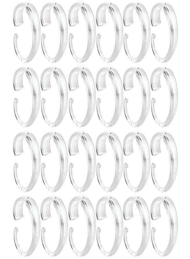24 Pc Heavy Duty Plastic Shower Curtain Rings Clear Hooks Type C Shaped Rod Bath - Image 5