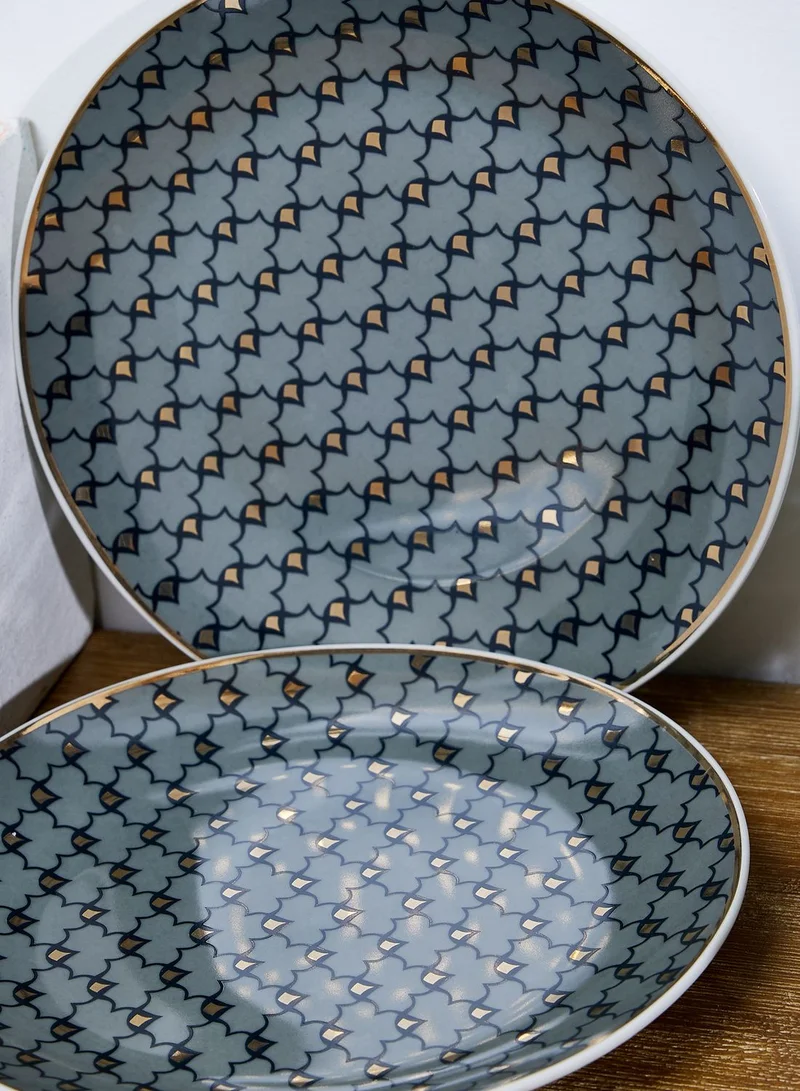 AURORA Set Of 4 Coupe Side Plate With Gold Rim In Full Colour Window Gift Box